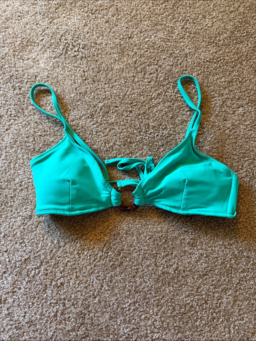 No Boundaries Teal Ring-Front Bikini Top